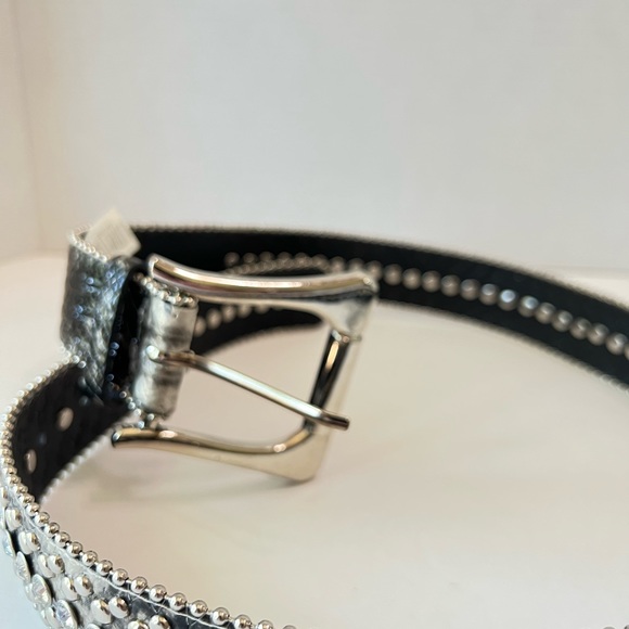 Rhinestones and studs embellished snake skin look belt 37” EC like new - Picture 3 of 10